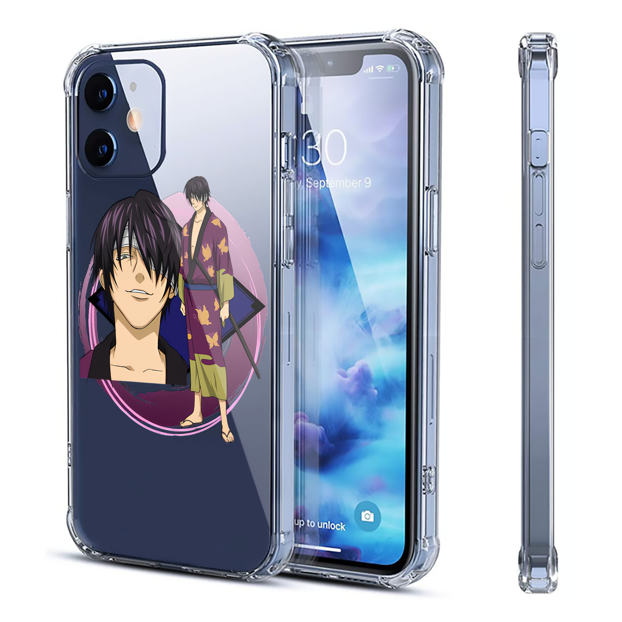 （画像用） ぎんたま 坂田銀時（さかたぎんとき） 神楽 志村新八（しむら しんぱち） GINTAMA Sakata Gintoki Kagura Shimura Shinpachi 【iPhone 12シリーズ対応】透明スマホケース（クリアソフトケース）